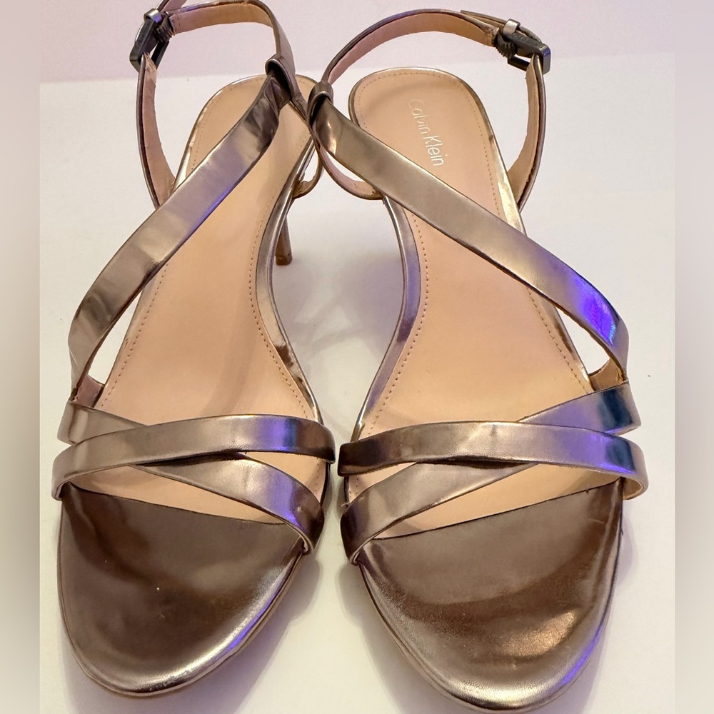 Calvin Klein Metallic Strappy Heels Size 8 1/2